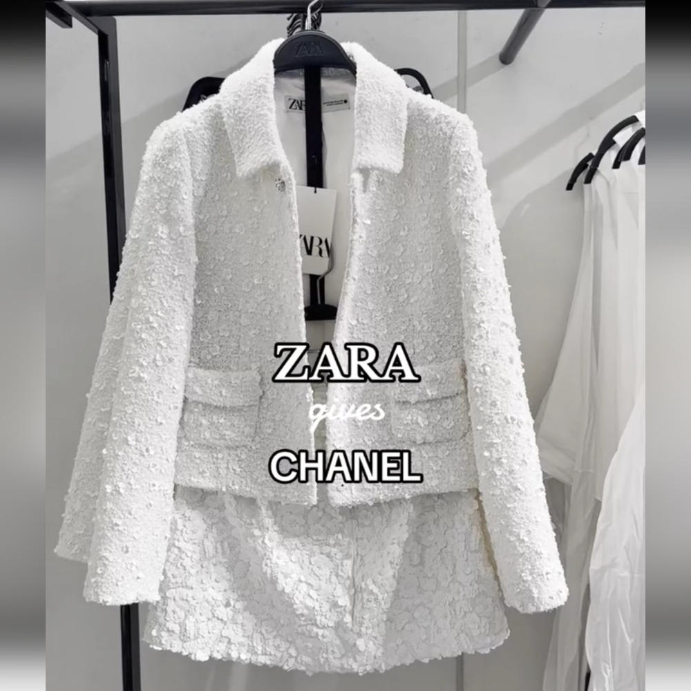 Zara 2 piece matching set textured sequin beaded